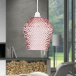 First Choice Lighting Porter - Pink Textured Glass Easy Fit Pendant Shade - thumbnail 3