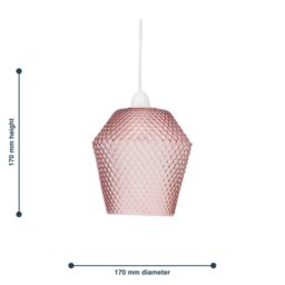 First Choice Lighting Porter - Pink Textured Glass Easy Fit Pendant Shade - thumbnail 5