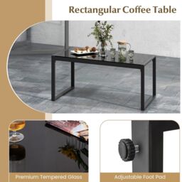 Costway 4 Pcs Wicker Patio Furniture Set Outdoor Conversation Set W/Tempered Glass Table in Brown - thumbnail 4