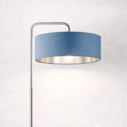 CGC Lighting Kyra Brushed Nickel Angled Floor Lamp with Large 45cm Velvet Lampshade in Teal - thumbnail 3