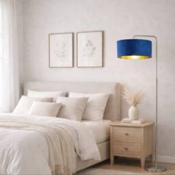CGC Lighting Kyra Brushed Nickel Angled Floor Lamp with Large 45cm Velvet Lampshade in Teal - thumbnail 5