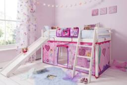 Nöa and Nani Moro Cabin Bed Midsleeper with Slide and Fairies Tent in White - Size: Single - thumbnail 1