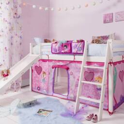 Nöa and Nani Moro Cabin Bed Midsleeper with Slide and Fairies Tent in White - Size: Single - thumbnail 2