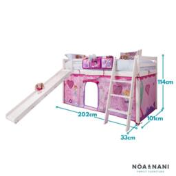 Nöa and Nani Moro Cabin Bed Midsleeper with Slide and Fairies Tent in White - Size: Single - thumbnail 5