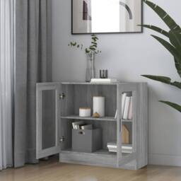 Berkfield Home Vitrine Cabinet Grey Sonoma 82.5x30.5x80 cm Engineered Wood - thumbnail 6