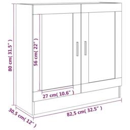 Berkfield Home Vitrine Cabinet Grey Sonoma 82.5x30.5x80 cm Engineered Wood - thumbnail 9