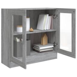 Berkfield Home Vitrine Cabinet Grey Sonoma 82.5x30.5x80 cm Engineered Wood - thumbnail 7