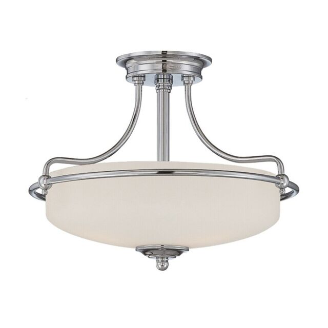 Loops 3 Bulb Semi Flush Light Antique Nickel Finish LED E27 100W Bulb in Metallics