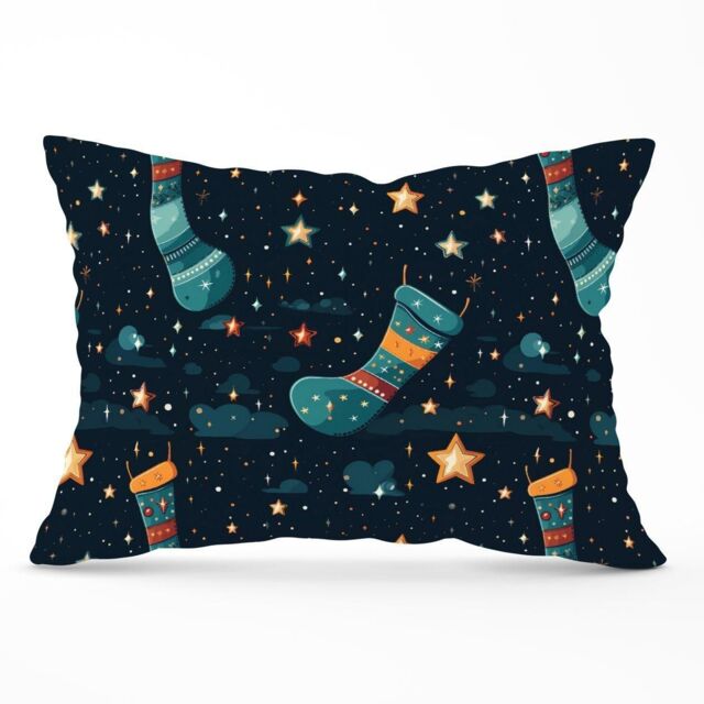 Warren Reed - Designer Christmas Stocking In A Starry Night Sky Cushions in Blue - Size: 60 cm x 60 cm - image 1