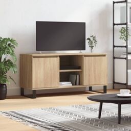 Berkfield Home TV Cabinet Sonoma Oak 104x35x50 cm Engineered Wood in Brown - Size: 104 x 35 x 50 cm - thumbnail 1