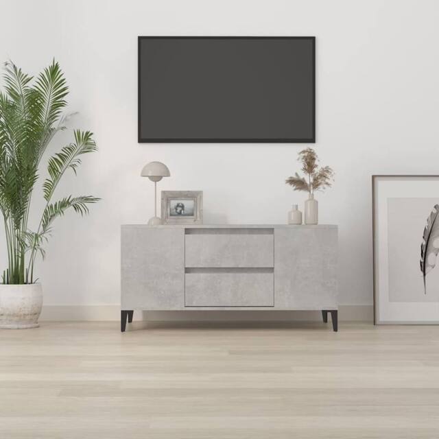Berkfield Home TV Cabinet Concrete Grey 102x44.5x50 cm Engineered Wood - image 1