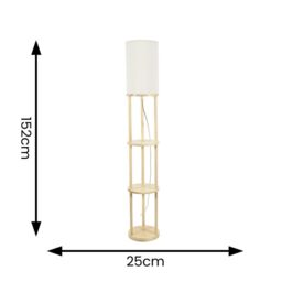 ValueLights Elsa Natural Wooden 3 Tier Floor Lamp with Fabric Shade - thumbnail 7