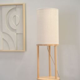 ValueLights Elsa Natural Wooden 3 Tier Floor Lamp with Fabric Shade - thumbnail 4