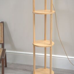 ValueLights Elsa Natural Wooden 3 Tier Floor Lamp with Fabric Shade - thumbnail 5