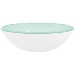 Berkfield Home Basin Tempered Glass 42x14 cm White - thumbnail 1