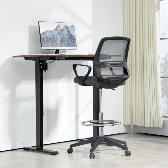 VINSETTO Draughtsman Chair Tall Office Chair with Adjustable Height Grey - image 1