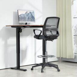 VINSETTO Draughtsman Chair Tall Office Chair with Adjustable Height Grey