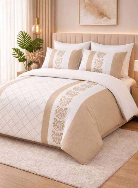Grace Double Brushed Double Duvet Cover Supersoft with Zipper Closure in Beige - Size: Single - image 1