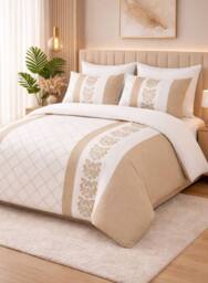 Grace Double Brushed Double Duvet Cover Supersoft with Zipper Closure in Beige - Size: Single