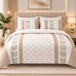 Grace Double Brushed Double Duvet Cover Supersoft with Zipper Closure in Beige - Size: Single - thumbnail 3