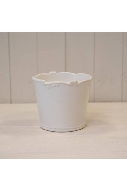 KDMD White Pot with Decorative Rim - image 1