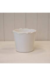 KDMD White Pot with Decorative Rim - thumbnail 2