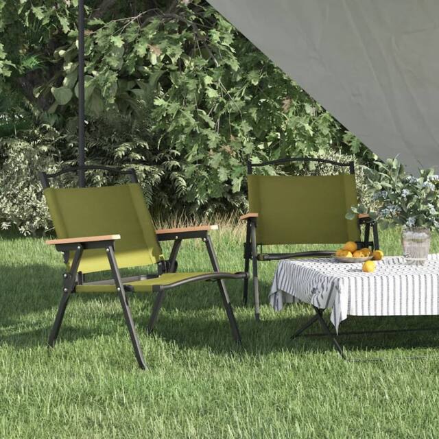 Berkfield Home Camping Chairs 2 pcs Green 54x43x59cm Oxford Fabric - Size: 54 x 43 x 59 cm - image 1