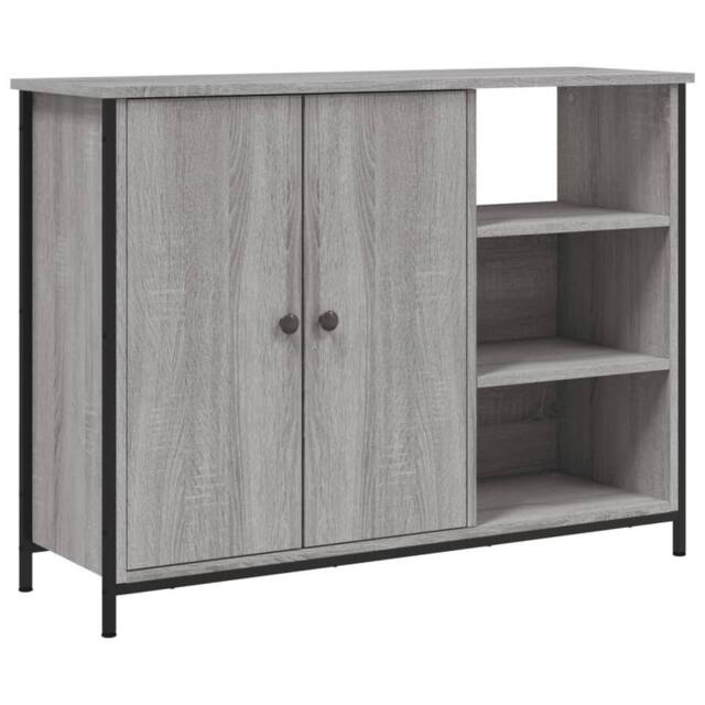 Berkfield Home Sideboard Grey Sonoma 100x33x75 cm Engineered Wood - Size: 100 x 33 x 75 cm - image 1