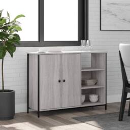 Berkfield Home Sideboard Grey Sonoma 100x33x75 cm Engineered Wood - Size: 100 x 33 x 75 cm - thumbnail 2