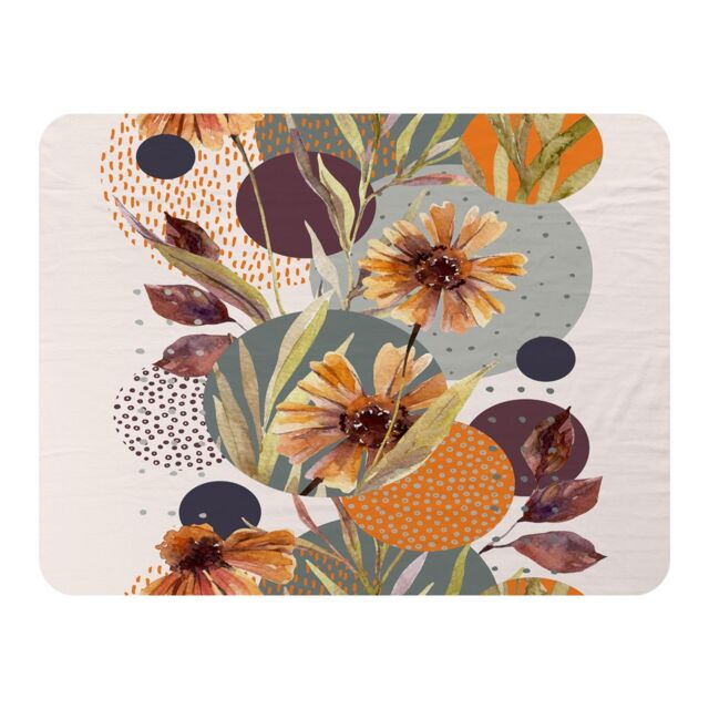 Benjamin Tate Design Orange Geometric With Flowers Blanket in Natural - Size: 120 cm x 150 cm - image 1