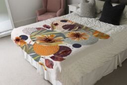 Benjamin Tate Design Orange Geometric With Flowers Blanket in Natural - Size: 120 cm x 150 cm - thumbnail 3