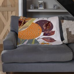 Benjamin Tate Design Orange Geometric With Flowers Blanket in Natural - Size: 120 cm x 150 cm - thumbnail 2