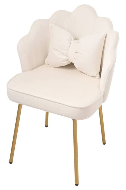 Living and Home Shell-Back Dressing Table Chair with Adjustable Feet in Beige - image 1
