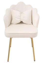 Living and Home Shell-Back Dressing Table Chair with Adjustable Feet in Beige - thumbnail 2