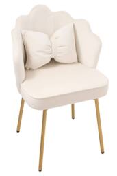 Living and Home Shell-Back Dressing Table Chair with Adjustable Feet in Beige - thumbnail 4