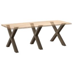 Berkfield Home Dining Table Legs X-Shaped 3 pcs Natural Steel 90x(72-73) cm Steel in Brown - thumbnail 8