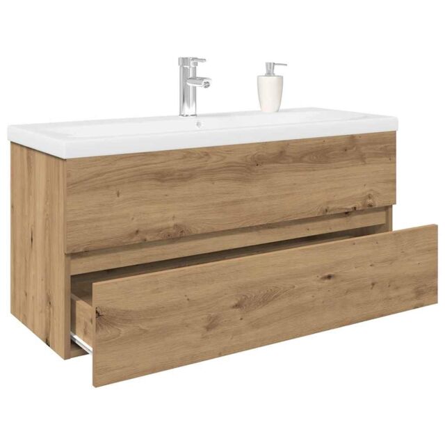Berkfield Home Sink Cabinet with Built-in Basin & Faucet Artisan Oak in Brown - image 1