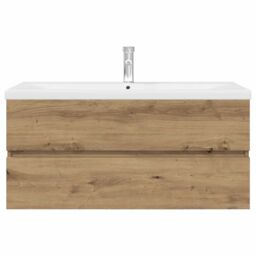 Berkfield Home Sink Cabinet with Built-in Basin & Faucet Artisan Oak in Brown - thumbnail 6