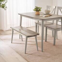 FurnitureboxUK Lynton Small White & Light Grey Wooden Dining Table & 2 Benches - thumbnail 6