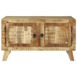Berkfield Home Coffee Table 80x54x45 cm Solid Wood Rough Mango in Brown - Size: 80 x 54 x 45 cm - thumbnail 4