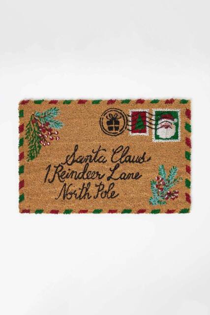 Homescapes Christmas Letter to Santa Coir Doormat in Brown - image 1