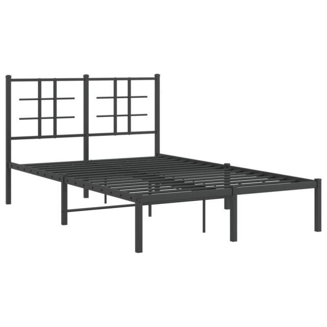 Berkfield Home Metal Bed Frame without Mattress with Headboard Black 120x190cm - Size: 120x190 cm - image 1