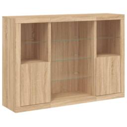 Berkfield Home Sideboards with LED Lights 3 pcs Sonoma Oak Engineered Wood in Brown - thumbnail 5