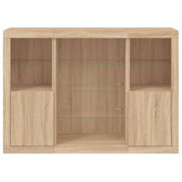 Berkfield Home Sideboards with LED Lights 3 pcs Sonoma Oak Engineered Wood in Brown - thumbnail 6