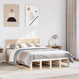 Berkfield Home Bed Frame without Mattress 120x190 cm Small Double Solid Wood Pine in Light Tan - thumbnail 2