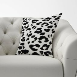 Warren Reed - Designer Black Leopard Print Cushions - Size: 60 cm x 60 cm - thumbnail 2