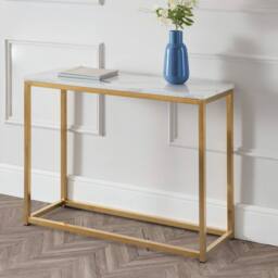 Cheshire Valenza Console Table in White Marble & Gold - thumbnail 2