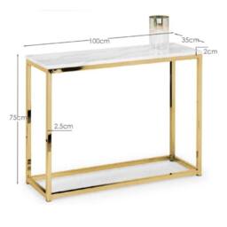 Cheshire Valenza Console Table in White Marble & Gold - thumbnail 3