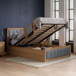 Birlea Belmont Grey & Oak Wooden Ottoman Bed Frame - Size: Double - thumbnail 1