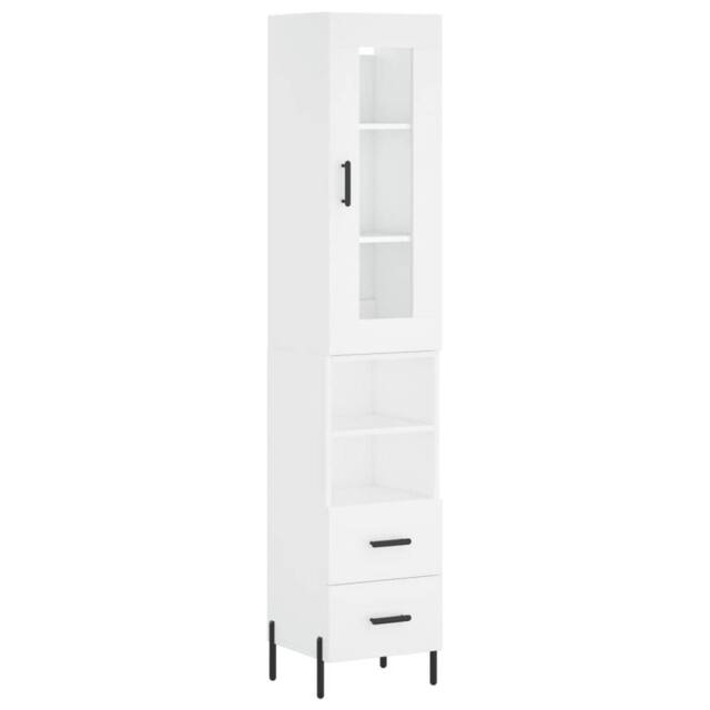 Berkfield Home Highboard White 34.5x34x180 cm Engineered Wood - image 1